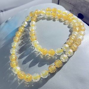 Vintage Yellow & Clear Pop Beads 32” Plastic Lucite